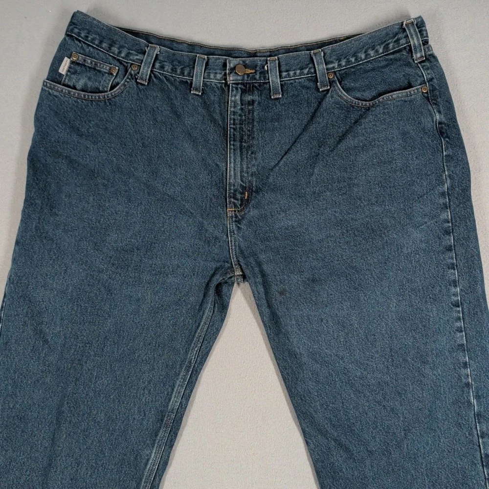 Carhartt Jeans Mens 48x28 Blue B460 DVB Relaxed Fit Workwear Denim Pants